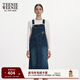 Teenie Weenie小熊春季復古時(shí)尚摩登牛仔裙背帶裙美拉德連衣裙女裝 深藍色 S