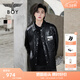 BOY LONDON【玄紋漫鏡】春季男女同款潮牌寬松PU皮襯衫外套N44003 黑色 L