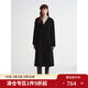 獨束大碼女裝【墨染大衣】重工翻領(lǐng)雙排扣羊毛大衣氣質(zhì)百搭呢外套 靜謐黑 L （尺碼：2）