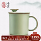 東道汝窯河南非遺茶杯泡茶杯茶水分離高檔陶瓷帶蓋辦公室送長(cháng)輩送禮 【老東道】自在杯-粉青色