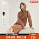 對白氣質(zhì)高級長(cháng)袖針織連衣裙女秋秋新款寬松法式慵懶顯瘦黑色裙子 奶油卡其 M