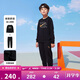 NIKE3BRAND 耐克男女童紅色拜年服衛衣+長(cháng)褲2件套兒童加絨保暖套裝
