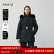 PRICH【90%鵝絨+防水】時(shí)尚連帽狐貍毛領(lǐng)收腰羽絨服2025冬新款新年 19黑色 S 160