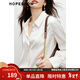 紅袖遮肉顯瘦上衣女高級感襯衫春秋季新款女裝垂感緞面順滑質(zhì)感上衣 米白004 S