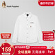 暇步士（Hush Puppies）童裝男童全棉長(cháng)袖襯衫秋季兒童學(xué)院風(fēng)休閑襯衣 本白    160   