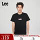 Lee25新品標準版圓領(lǐng)重疊印花Logo男短袖T恤休閑潮LMT0098064LE 黑色 L