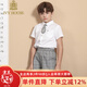 IVY HOUSE常春藤兒童裝男小童套裝2023年夏季新款  平織透氣襯衫短袖五分褲 白色 120cm(120/56)