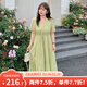 惟友大碼連衣裙胖妹妹夏裝大碼女裝胖mm溫柔飄逸蛋糕裙 橄欖綠 XL 【尺碼偏大】 建議130-150斤