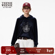 Teenie Weenie小熊女裝簡(jiǎn)約休閑衛衣冬季絨感連帽刺繡復古時(shí)尚上衣 藏青色 M (165)