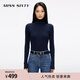 MISS SIXTY2025秋季新款羊毛羊絨針織衫女高領(lǐng)緊身長(cháng)袖簡(jiǎn)約刺繡 芷青藍 S