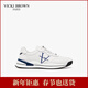 未畢（VICKI BROWN）【VB男鞋】法國品牌時(shí)尚刺繡小白鞋舒適百搭休閑鞋男商務(wù)休閑皮鞋 白藍 40