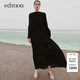 edition連衣裙女新款復古宮廷風(fēng)黑色壓褶氣質(zhì)長(cháng)裙禮服裙