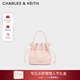 CHARLES&KEITH26春季新品抽繩簡(jiǎn)約手提水桶包斜挎包情人節禮物CK2-10271696 Soft Pink淺粉色 S