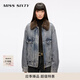 MISS SIXTY2025秋季新款牛仔外套女可拆卸毛領(lǐng)搖粒絨內膽寬松短款 復古藍 S