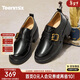 天美意樂(lè )福鞋粗跟學(xué)院英倫皮鞋女單鞋2026春新款 黑色 37