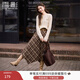 香影美拉德咖色格紋半身裙女2026春裝新款獨特別致不規則高腰裙子 咖色 XL 170/72A/125-140斤