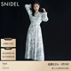 SNIDEL秋冬甜美碎花系帶收腰百褶雪紡連衣裙SWFO245033 淺藍色 L （2）