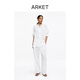 ARKET女裝 亞麻中腰彎刀廓形休閑長(cháng)褲白色春季新款1334208004 白色 S 165/72A