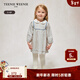 Teenie Weenie  Kids小熊童裝秋季女寶寶經(jīng)典刺繡娃娃領(lǐng)碎花連衣裙 藍色 110 cm