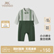 英氏（YEEHOO）【商場(chǎng)同款】嬰兒衣服春夏長(cháng)袖男寶連體衣小寶寶衣服 橄欖綠 90cm （推薦1-2歲）