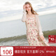 三彩2025夏季新款碎花吊帶裙無(wú)袖高腰連衣裙顯瘦A字裙長(cháng)裙度假M