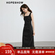 紅袖簡(jiǎn)約氣質(zhì)黑色吊帶裙夏季新款女裝高級壓褶收腰顯瘦U領(lǐng)背心連衣裙 黑050 M