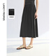朗姿涼感黑色半裙夏季新款氣質(zhì)長(cháng)款a字直筒法式別致半身裙 深灰色 L