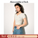Abercrombie & Fitch經(jīng)典小麋鹿圖案美式修身小V領(lǐng)短袖T恤上衣25夏季女裝139-5297 淺灰色 M (165/96A)