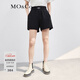 MO&Co.休閑松緊腰運動(dòng)風(fēng)休閑短褲黑色寬松直筒高腰女摩安珂 黑色 L