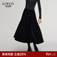 歌莉婭 冬季新品  絲絨傘擺長(cháng)款半截裙  1E3R2B23D 00B黑色 L