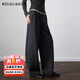 Olrain【5折】自然腰雙折休閑闊腿褲女裝冬季新款灰色寬松長(cháng)褲 灰色 L 165/72A/L