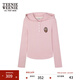 Teenie Weenie小熊女裝連帽長(cháng)袖T恤冬季半開(kāi)襟休閑學(xué)院時(shí)尚上衣 粉色 S (160)