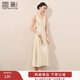 香影新中式白色背心連衣裙女2026春季新款u領(lǐng)緞感暗花國風(fēng)無(wú)袖裙 鷺白 M 160/84A/95-110斤