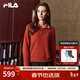 FILA 斐樂(lè )官方女子套頭衛衣2026春新款POLO領(lǐng)時(shí)尚針織新年紅色上衣T恤 節奏紅-PK L 170/88A/L