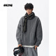 OEMG  短款立領(lǐng)毛呢大衣男士秋冬季潮牌韓系復古慵懶上衣休閑夾克外套 淺灰色 XL [建議110-130斤]