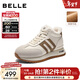 百麗（Belle）復古跑道高幫鞋女冬季新款商場(chǎng)同款厚底加絨休閑鞋E6Q1DDD5 米色-厚絨 36 (230mm)