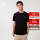 哈吉斯男女裝 2025夏季款【情侶款】圓領(lǐng)上衣簡(jiǎn)約純色百搭短袖T恤 黑色BK -男款 XL （180/100A 50） 男