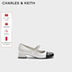 CHARLES&KEITH優(yōu)雅拼色粗跟瑪麗珍鞋子女鞋生日禮物女CK1-60580265 White白色 38