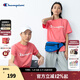 Champion夏季經(jīng)典款印花草寫(xiě)LOGO圓領(lǐng)休閑運動(dòng)T恤無(wú)性別冠軍短袖男女情侶 粉紅色(偏?。?XL