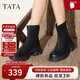 他她TATA喵爪靴2025秋冬百搭時(shí)裝靴女短靴新款彈力靴 黑色 37
