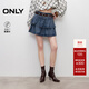 ONLY2025夏季新款A字雙層荷葉裙擺短裙牛仔半身裙女|125337006 J34 390洗水牛仔藍 M
