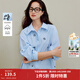 茵曼2025秋冬女裝新款原創(chuàng  )萌寵刺繡條紋襯衫休閑慵懶寬松襯衣上衣 藍白條 M