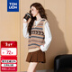 唐獅（TonLion）2024女V領(lǐng)提花背心毛線(xiàn)衫