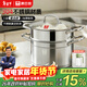 康巴赫（KOBACH）蒸鍋304不銹鋼大容量湯鍋多功能蒸煮鍋具24cm復底燃氣電磁爐通用