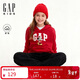 蓋璞（GAP）男女童2025冬季新款logo卡通印花抓絨連帽衛衣童裝美版824049