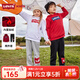 Levi's 李維斯兒童裝男女童套裝加絨兩件套秋冬款保暖套頭衛衣長(cháng)褲 正黑色 130 /64 【建議身高116-122cm】