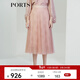 PORTS寶姿女裝夏季櫻粉色紗織半身裙長(cháng)裙LL9S009KCP002 玫瑰霧粉 S (4)