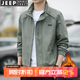 JEEP SPIRIT吉普夾克男士外套秋冬季新款加絨加厚中青年春秋上衣服時(shí)尚休服裝 軍綠（常規） 2XL （140斤-160斤）
