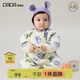 papa爬爬秋冬季新品嬰兒連體衣男女寶寶印花紗布保暖夾棉爬服 燕麥色 90cm