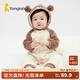 童泰（TONGTAI）嬰兒連體衣秋冬寶寶衣服兒童珊瑚絨連帽哈衣休閑外出抱衣爬服 棕色 90cm